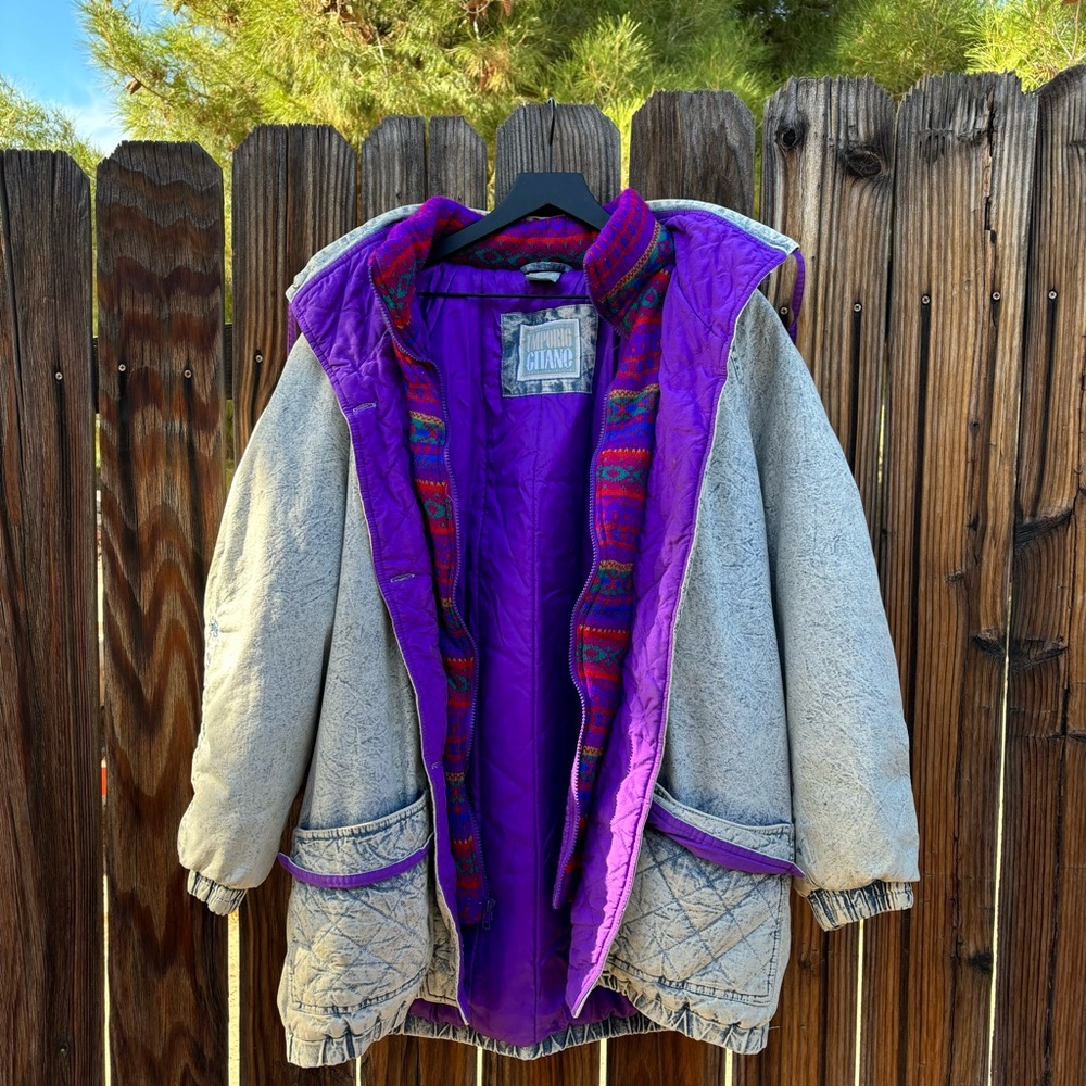 Vintage 80’s Imporio Gitano Light Acid Wash Denim Puffer